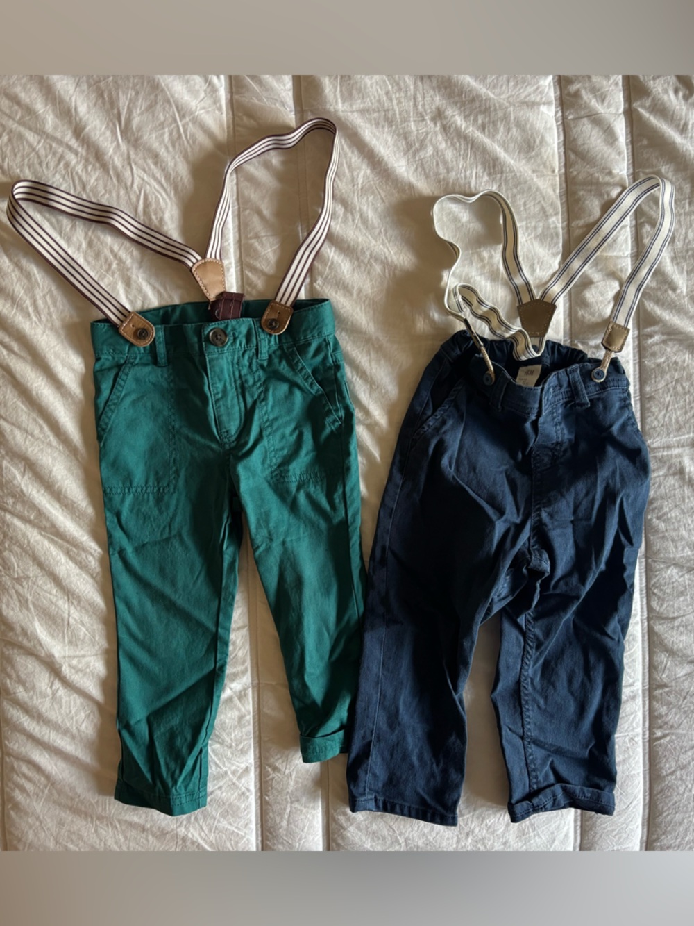 Cat & Jack Green and H&M Navy Toddler Dress Pants w/ Adjustable Suspenders- 2T